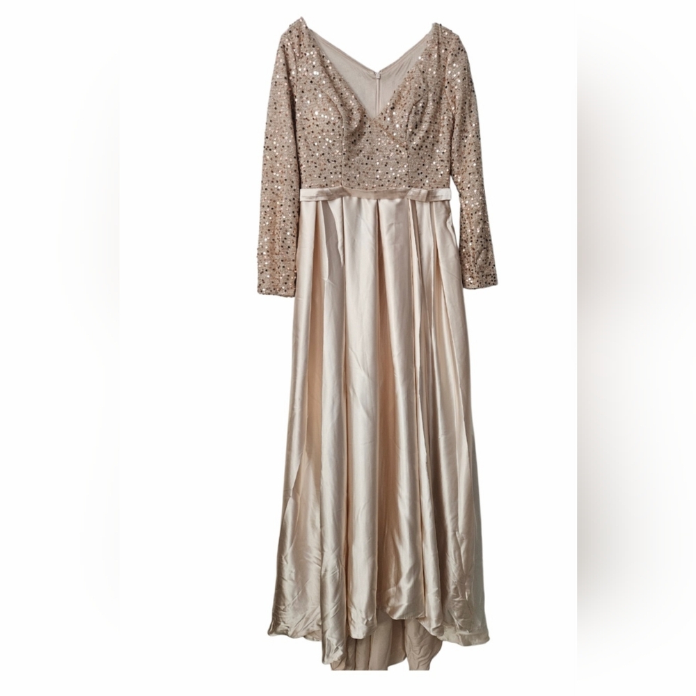 NWT Ao Yan Handmade Elegant Sequin Blush Evening Gown Sz 12